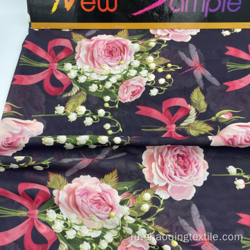 Женская одежда цветочная печать шифоновая ткань чистый полиэстер